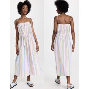 GANNI‎ Stripe Cotton Maxi Strap Dress  Size US 6 New